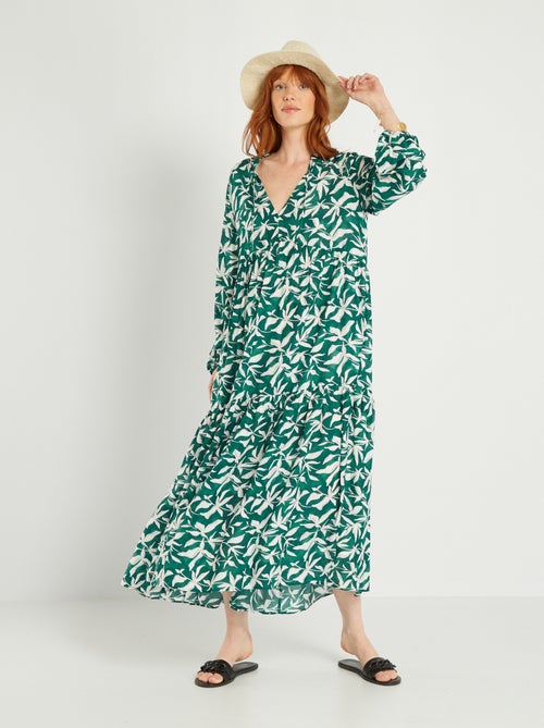 Vestido comprido estampado - Kiabi
