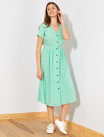 Vestido comprido estampado - Kiabi