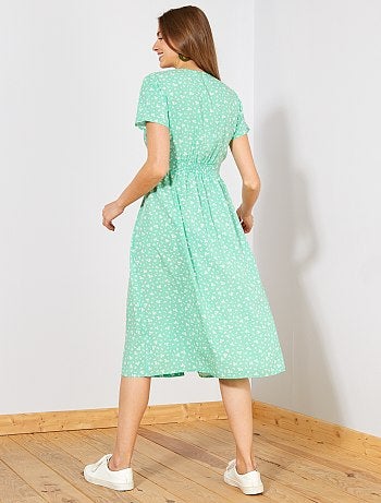 Vestido comprido estampado - Kiabi