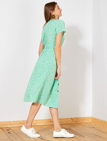 Vestido comprido estampado - Kiabi