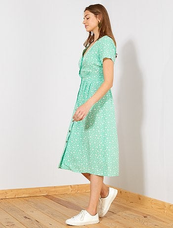 Vestido comprido estampado - Kiabi