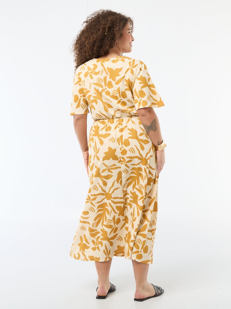 Vestido comprido estilo envelope Amarelo - Kiabi