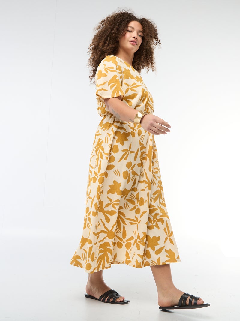 Vestido comprido estilo envelope Amarelo - Kiabi