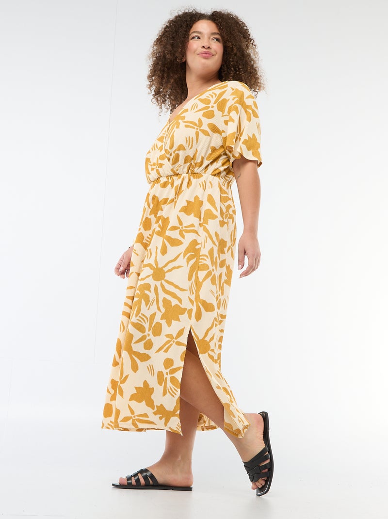 Vestido comprido estilo envelope Amarelo - Kiabi