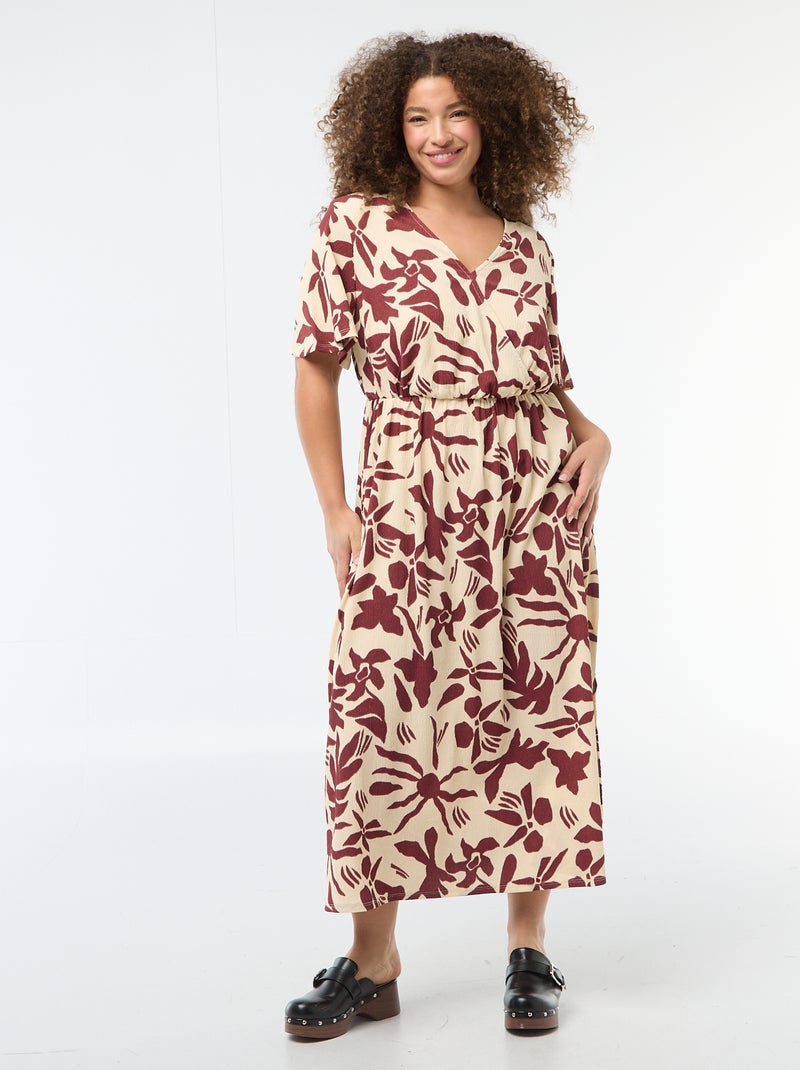 Vestido comprido estilo envelope Bege - Kiabi