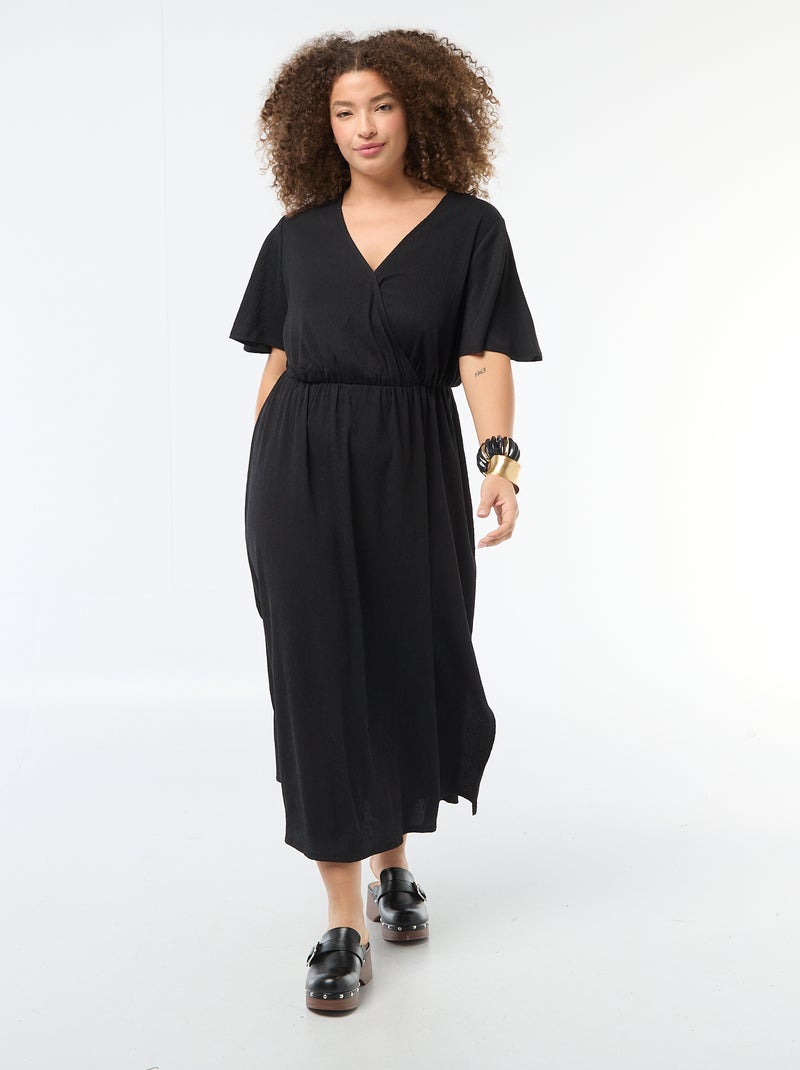Vestido comprido estilo envelope Preto - Kiabi