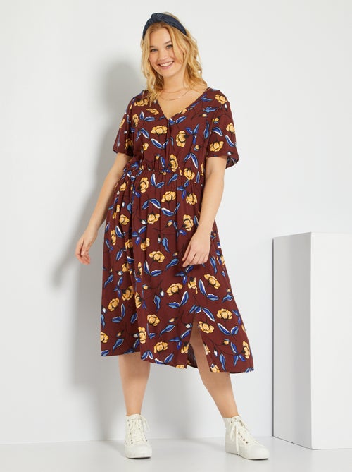 Vestido comprido florido - Kiabi