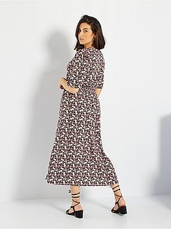 Vestido comprido florido - Kiabi