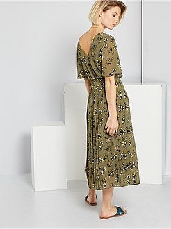 Vestido comprido 'florido' - Kiabi