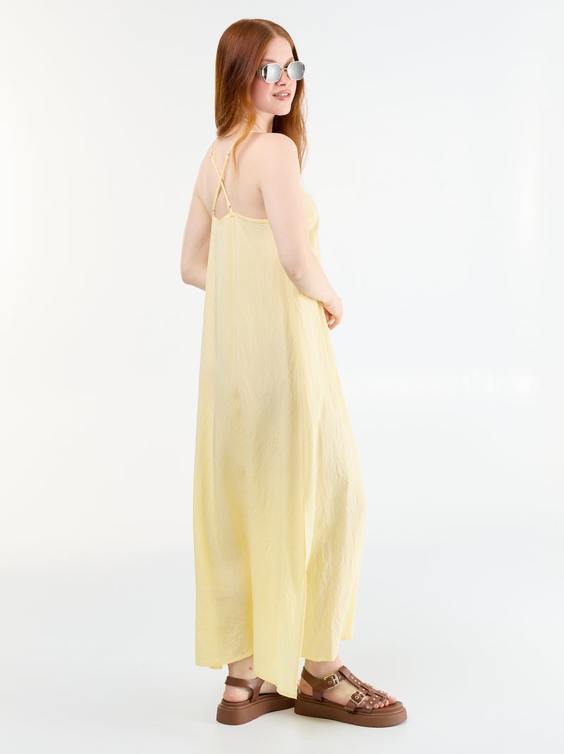Vestido comprido fluido Amarelo - Kiabi