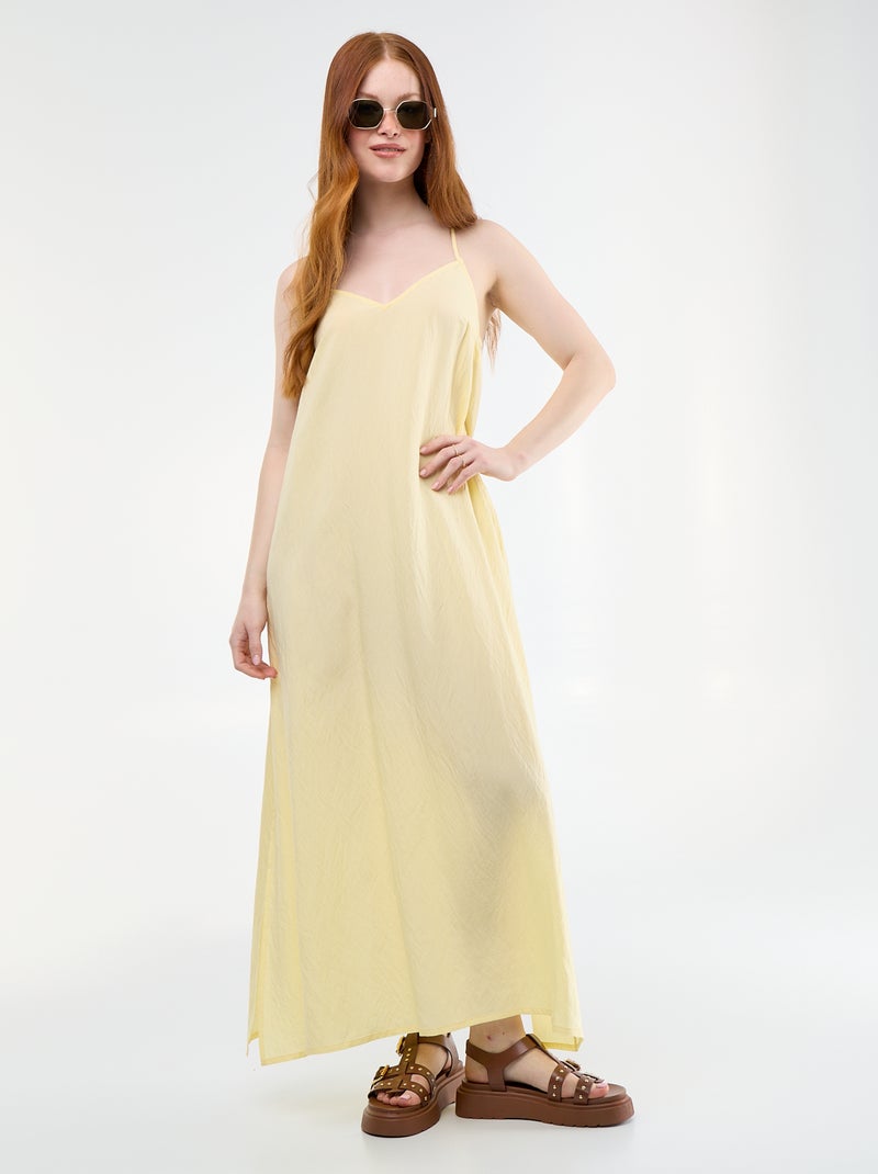 Vestido comprido fluido Amarelo - Kiabi