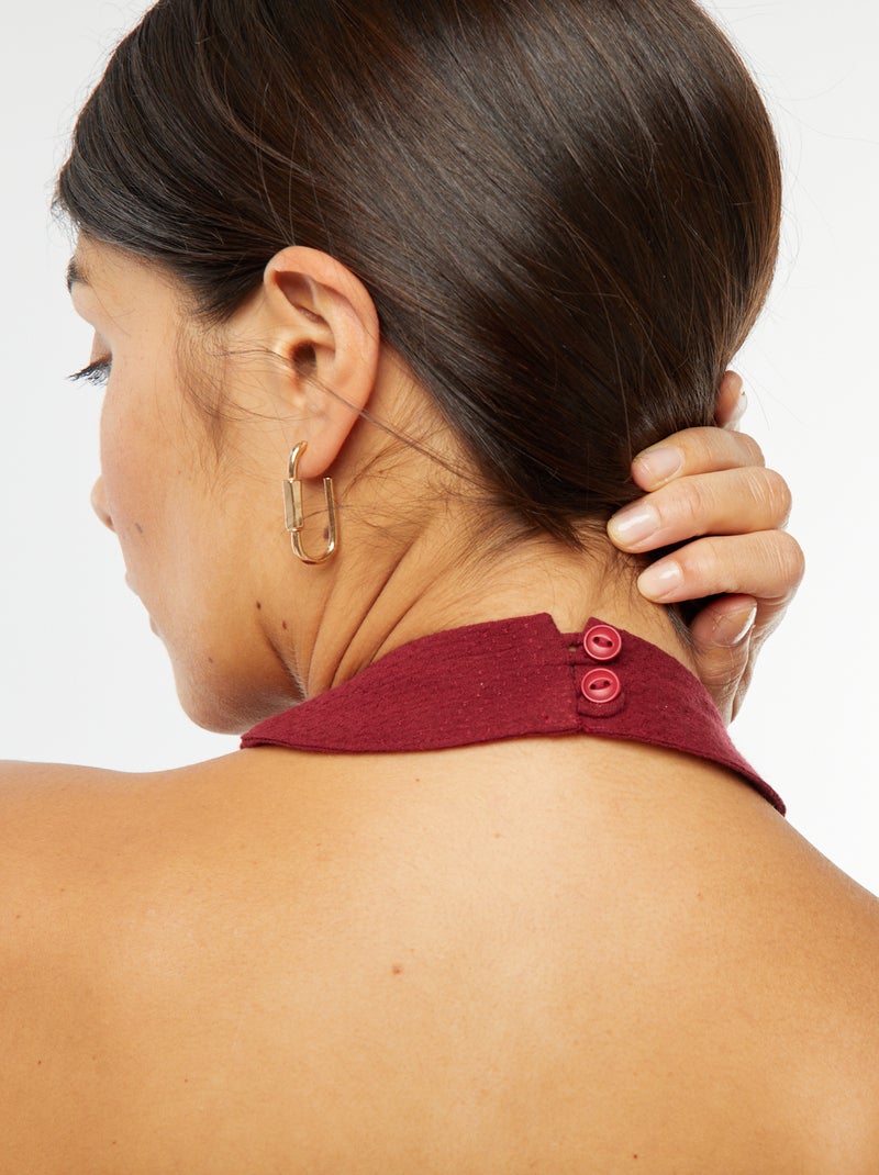 Vestido comprido fluido com decote grande Vermelho - Kiabi