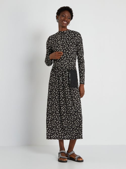 Vestido comprido fluido com motivo - Kiabi