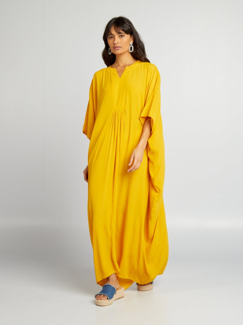 Vestido comprido fluido e leve AMARELO - Kiabi