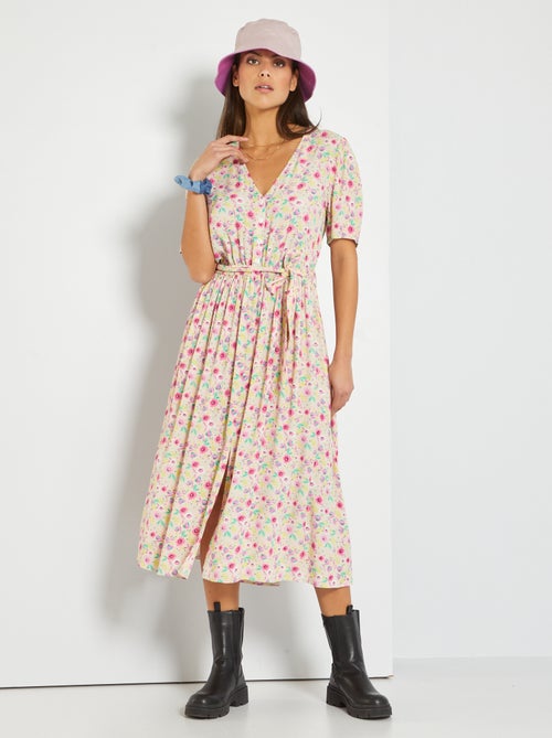 Vestido comprido fluido e leve - Kiabi