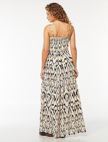 Vestido comprido fluido em malha crepe