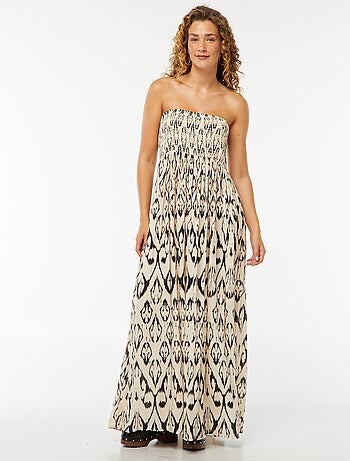 Vestido comprido fluido em malha crepe