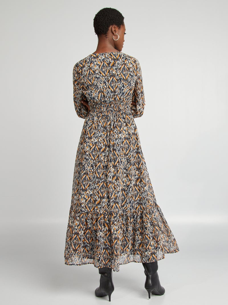 Vestido comprido fluido estampado BEGE - Kiabi