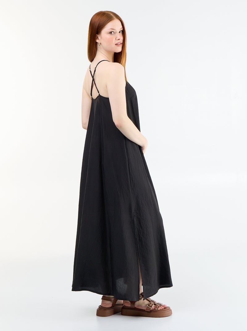 Vestido comprido fluido Preto - Kiabi