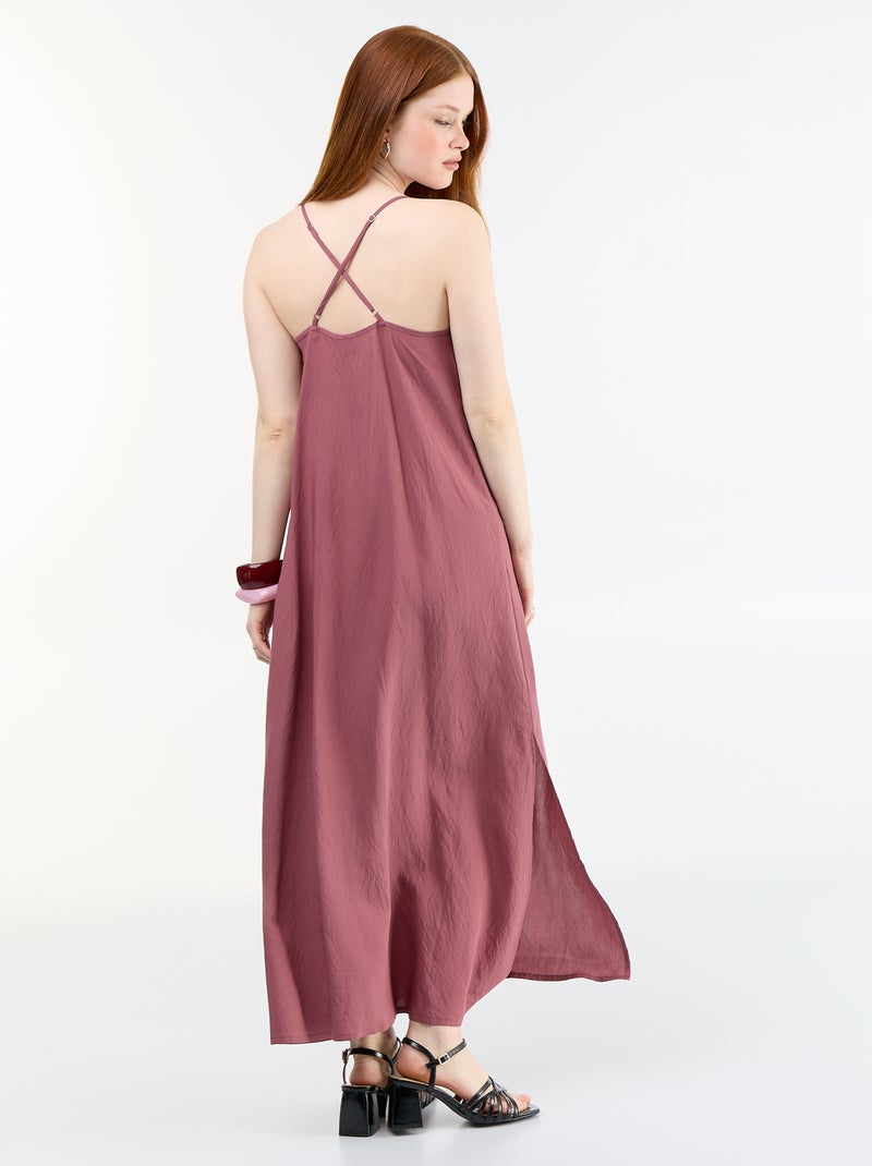 Vestido comprido fluido Rosa - Kiabi