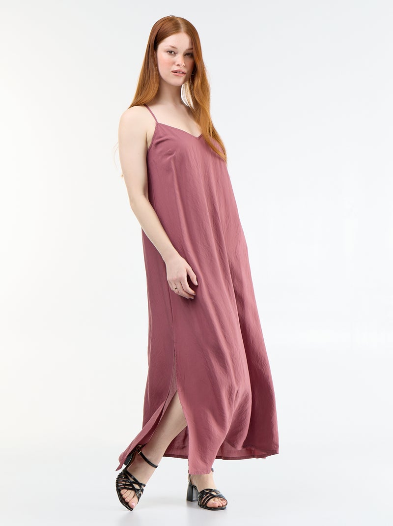 Vestido comprido fluido Rosa - Kiabi
