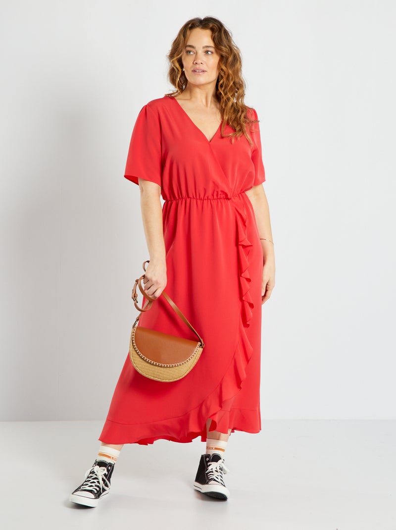 Vestido comprido fluido Vermelho - Kiabi