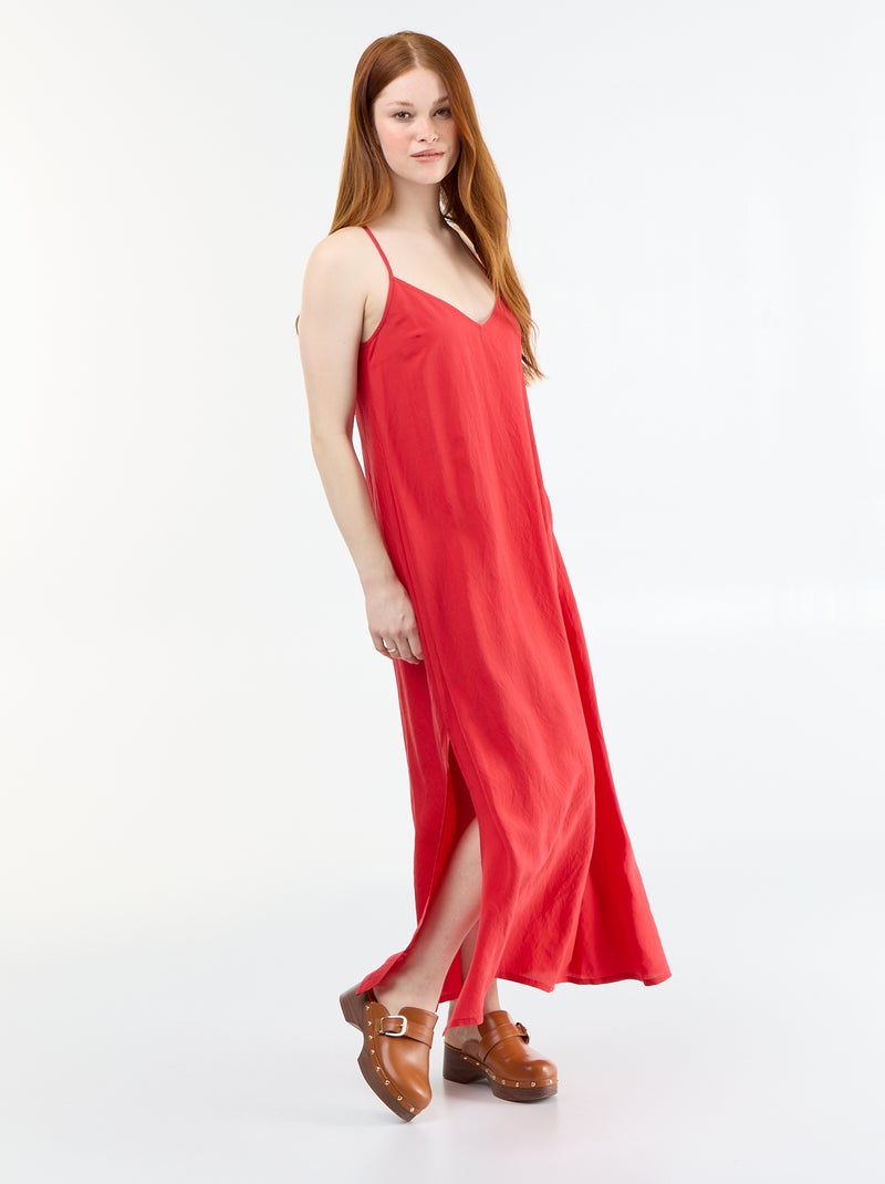 Vestido comprido fluido Vermelho - Kiabi