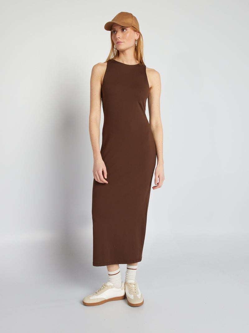 Vestido comprido justo CASTANHO - Kiabi