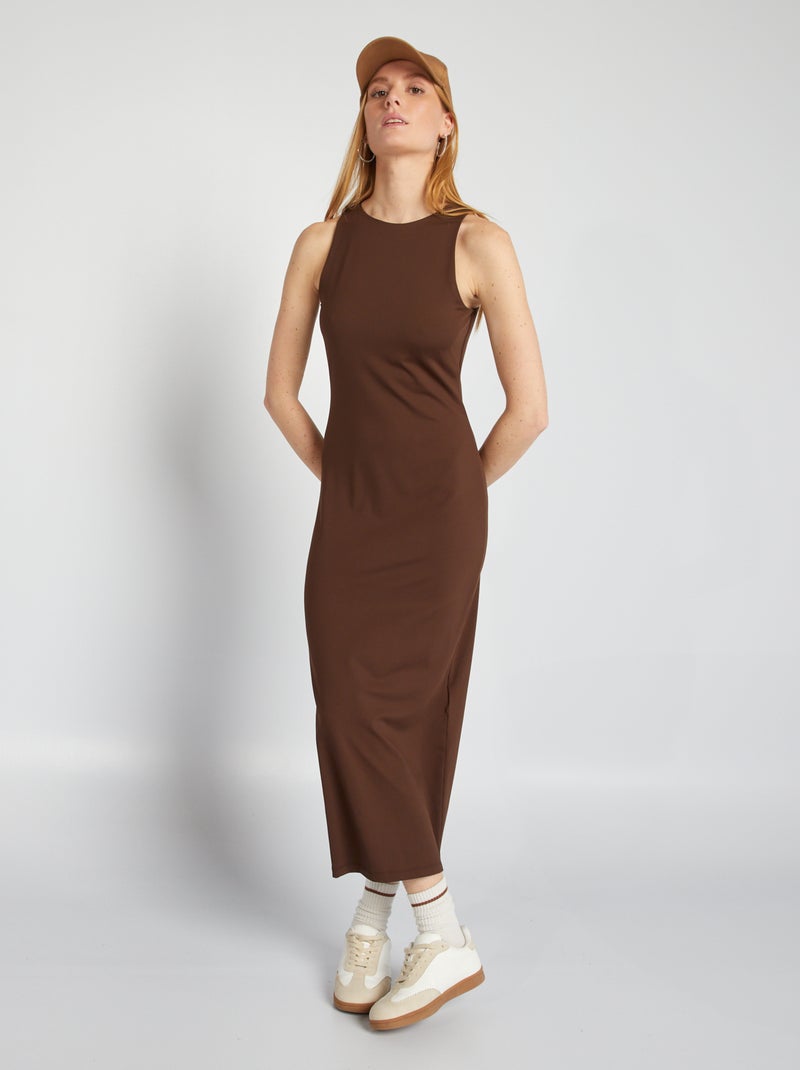 Vestido comprido justo CASTANHO - Kiabi