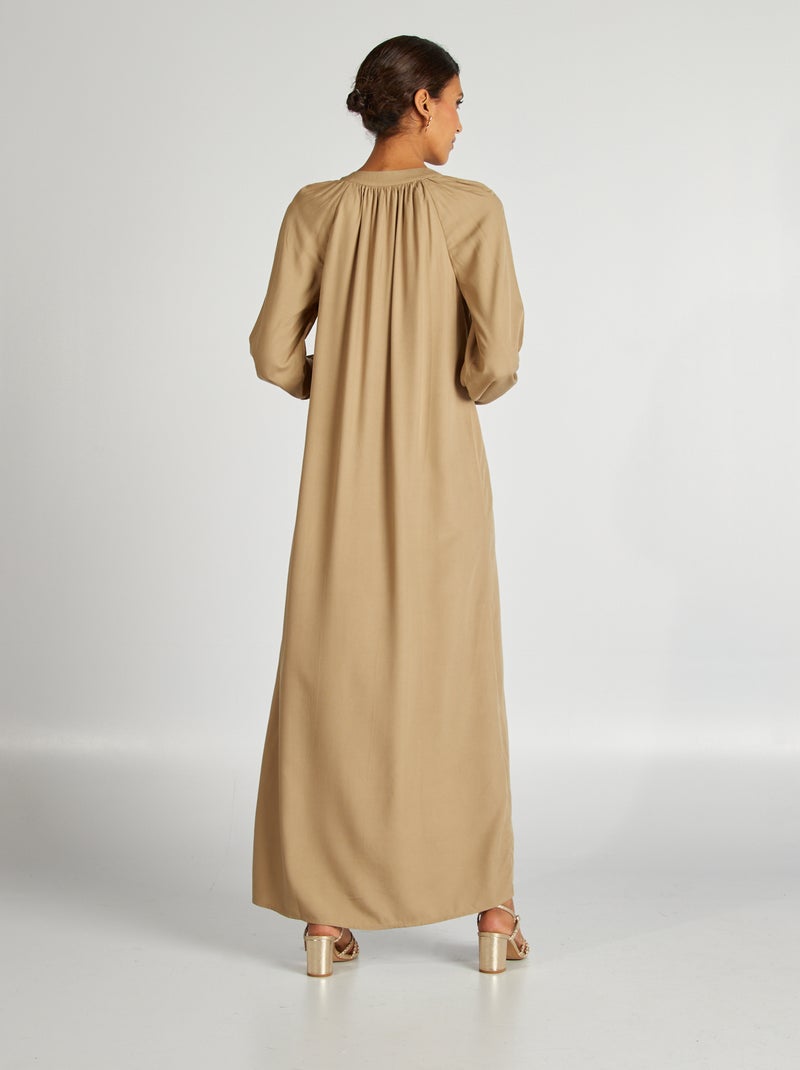 Vestido comprido liso CAQUI - Kiabi