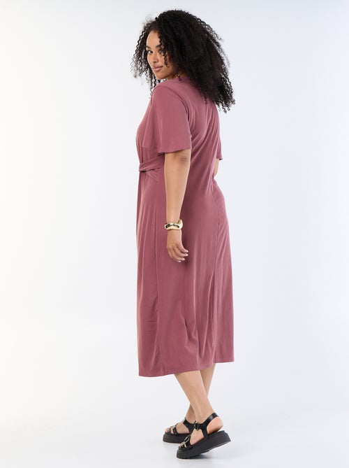 Vestido comprido liso com laço à frente - Kiabi