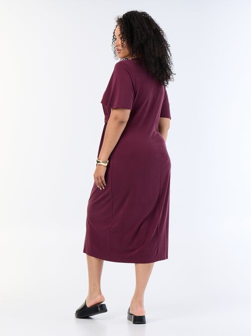 Vestido comprido liso com laço à frente - Kiabi