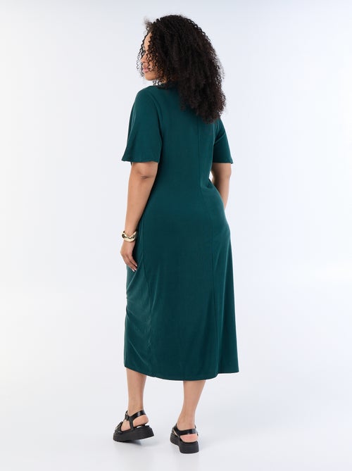 Vestido comprido liso com laço à frente - Kiabi