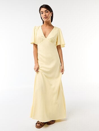 Vestido comprido liso de manga curta