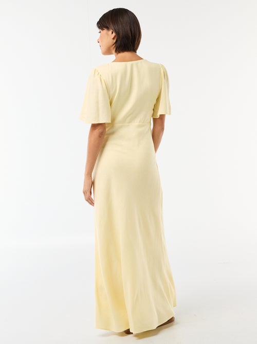 Vestido comprido liso de manga curta - Kiabi