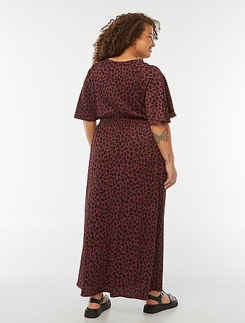 Vestido comprido liso em malha gofrada
