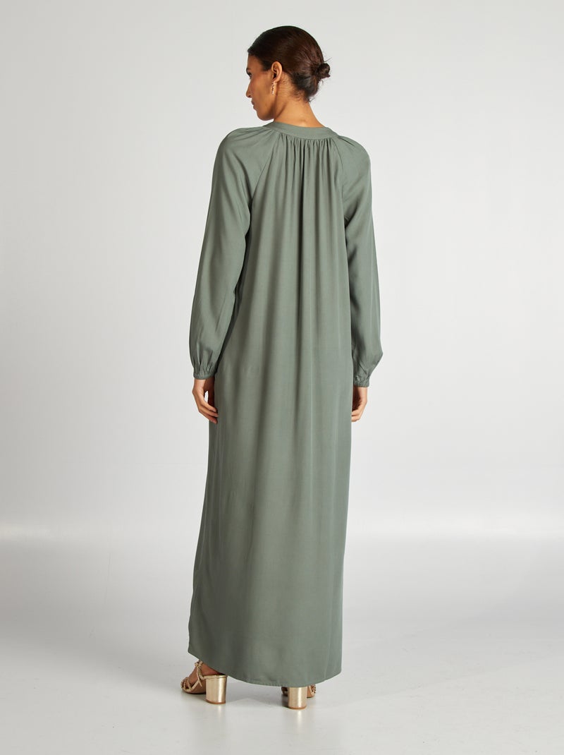 Vestido comprido liso VERDE - Kiabi