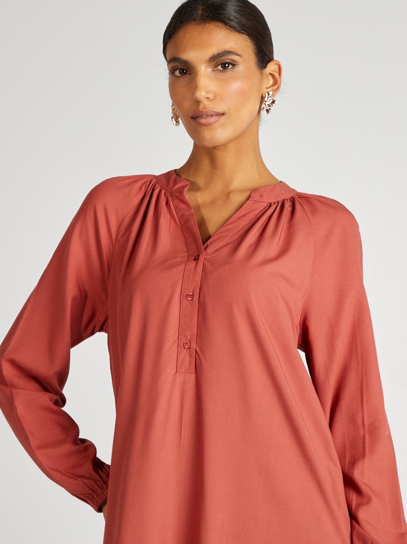 Vestido comprido liso VERMELHO - Kiabi