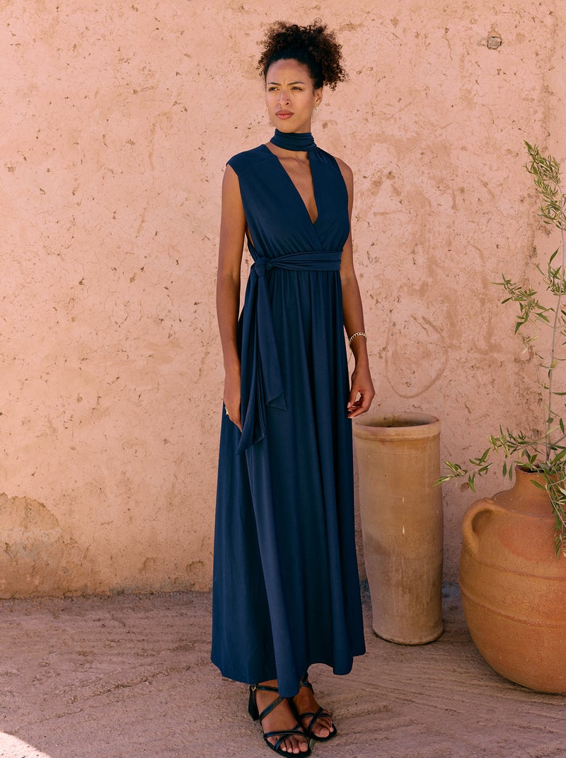 Vestido comprido multiposições Azul - Kiabi