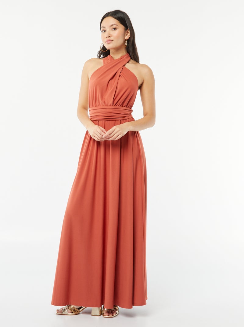 Vestido comprido multiposições Laranja - Kiabi