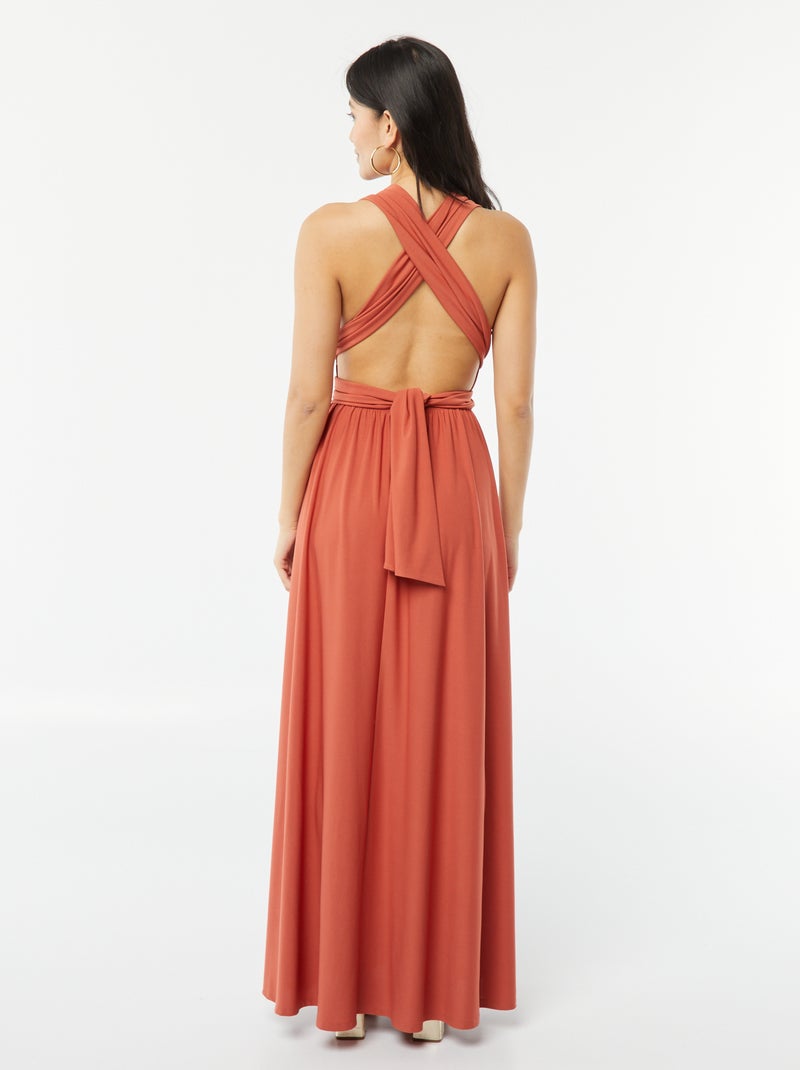 Vestido comprido multiposições Laranja - Kiabi