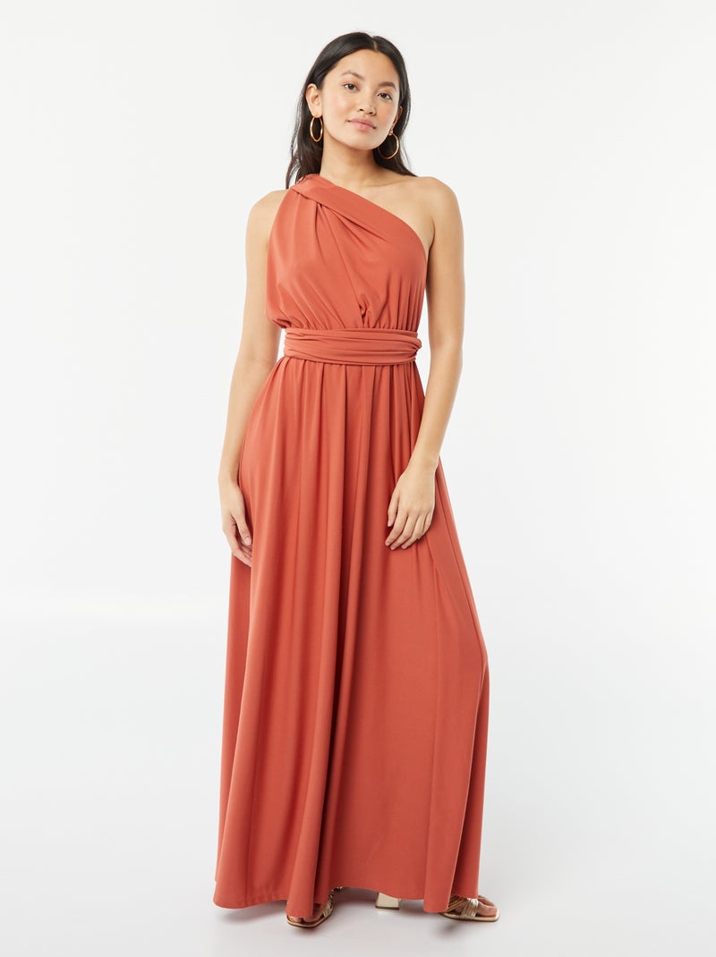 Vestido comprido multiposições Laranja - Kiabi