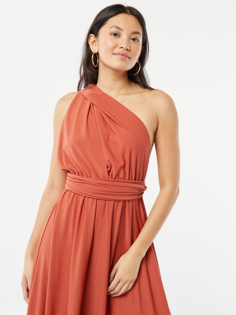 Vestido comprido multiposições Laranja - Kiabi