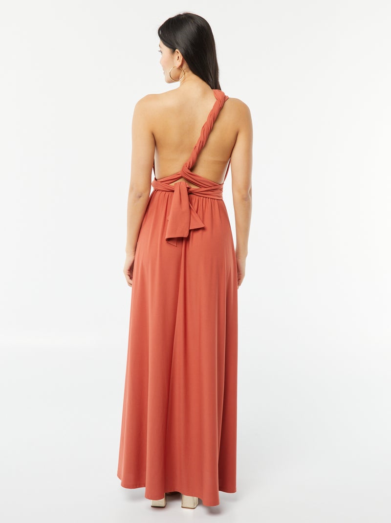 Vestido comprido multiposições Laranja - Kiabi