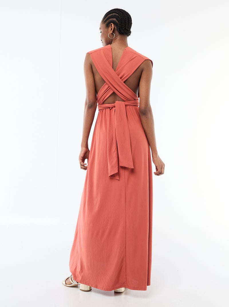 Vestido comprido multiposições Laranja - Kiabi