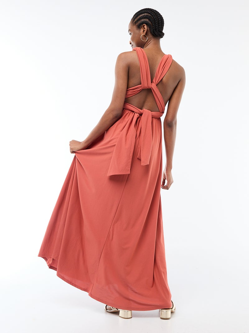 Vestido comprido multiposições Laranja - Kiabi