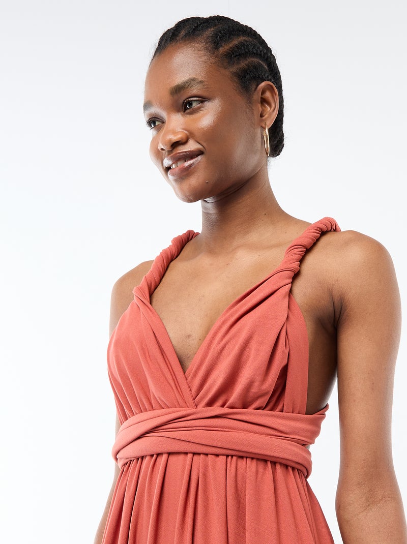 Vestido comprido multiposições Laranja - Kiabi