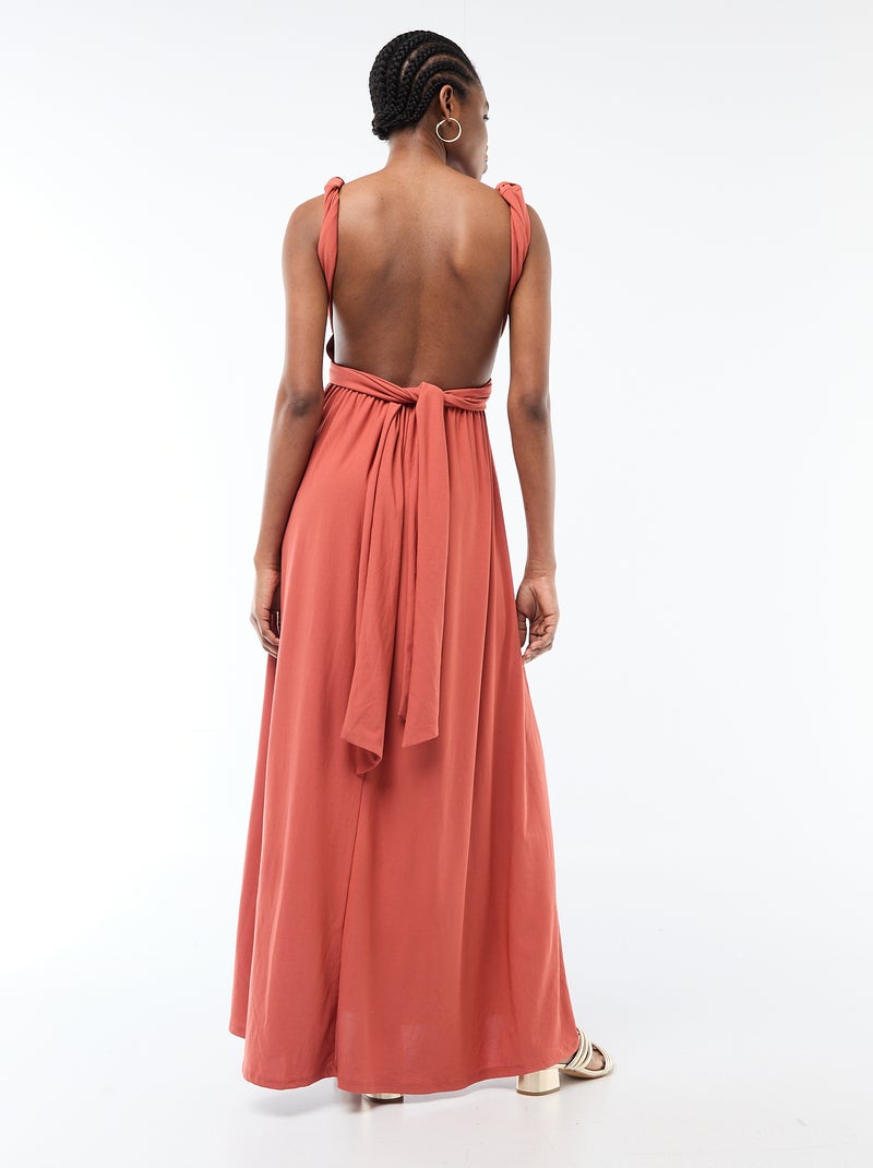 Vestido comprido multiposições Laranja - Kiabi