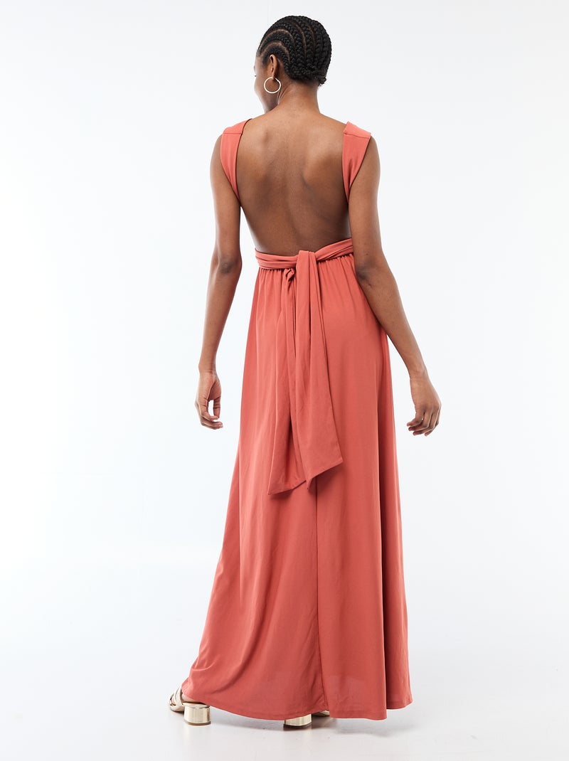 Vestido comprido multiposições Laranja - Kiabi