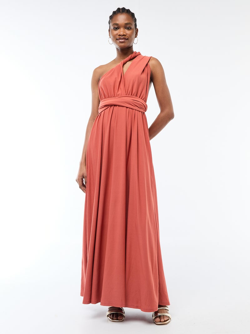 Vestido comprido multiposições Laranja - Kiabi